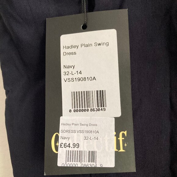 *NEW* Collectif Hadley plain navy swing dress with pockets size L - Picture 7 of 11